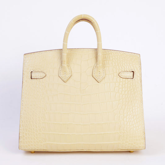 HERMÈS Birkin 20 Vanille Matte Alligator Gold hardware W (2024)