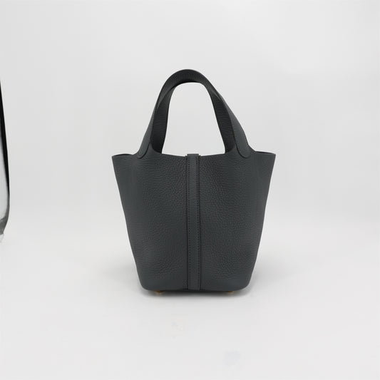 HERMÈS Picotin Lock PM Gris misty (H0) Clemence Permabrass hardware W (2024)