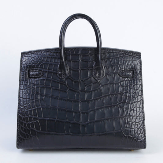 HERMÈS Birkin 20 Noir Alligator Gold hardware (2024)