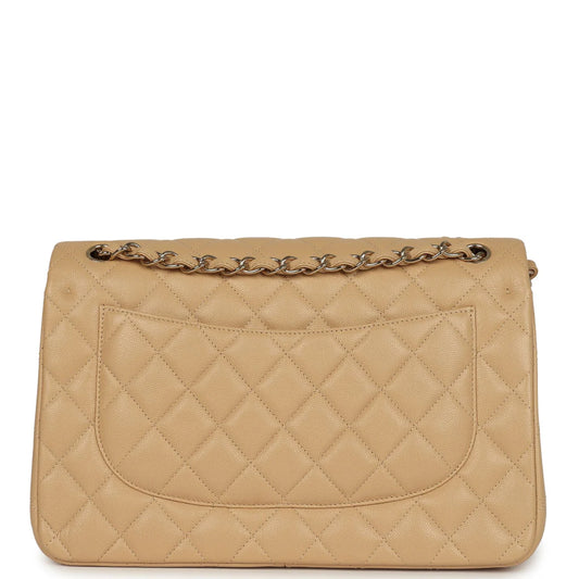 Chanel Jumbo Classic Double Flap Bag Light Beige Caviar Light Gold Hardware