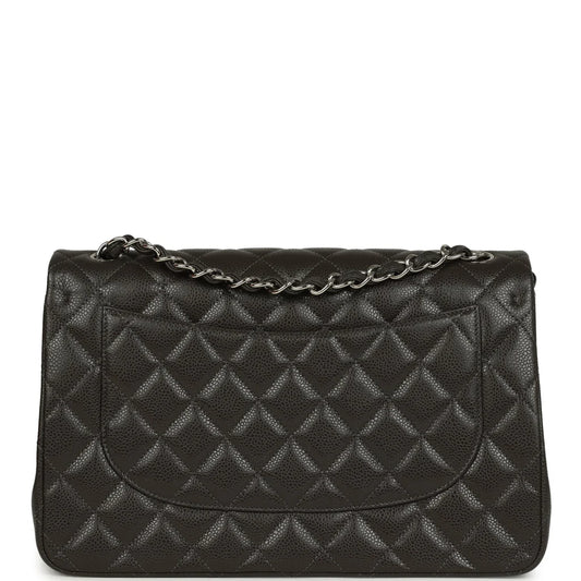 Chanel Jumbo Classic Double Flap Bag Dark Grey Caviar Silver Hardware