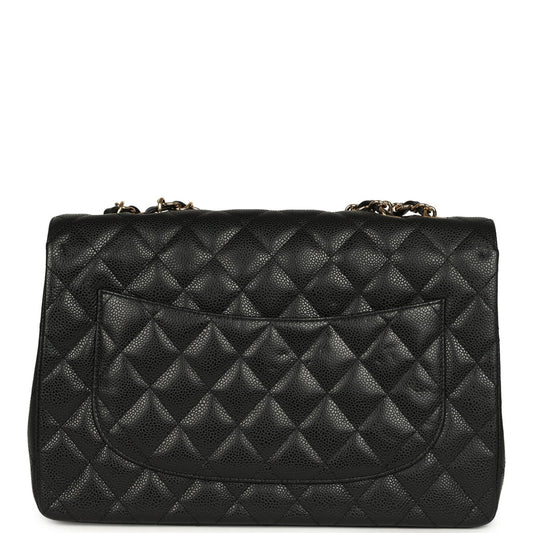 Chanel Jumbo Classic Single Flap Bag Black Caviar Gold Hardware