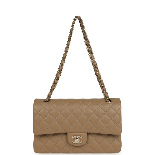 Chanel Medium Classic Double Flap Bag Light Brown Caviar Light Gold Hardware 2025