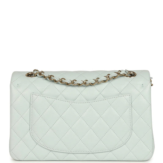 Chanel Small Classic Double Flap Bag Light Blue Shiny Caviar Light Gold Hardware