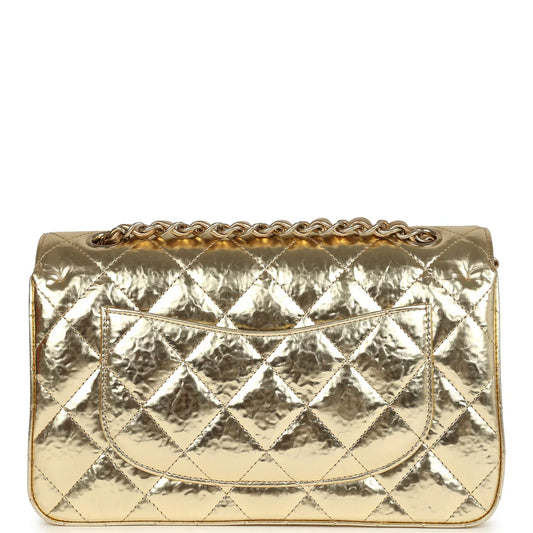 Chanel Small Classic Double Flap Gold Hammered Metallic Calfskin Brushed Gold Hardware 2025