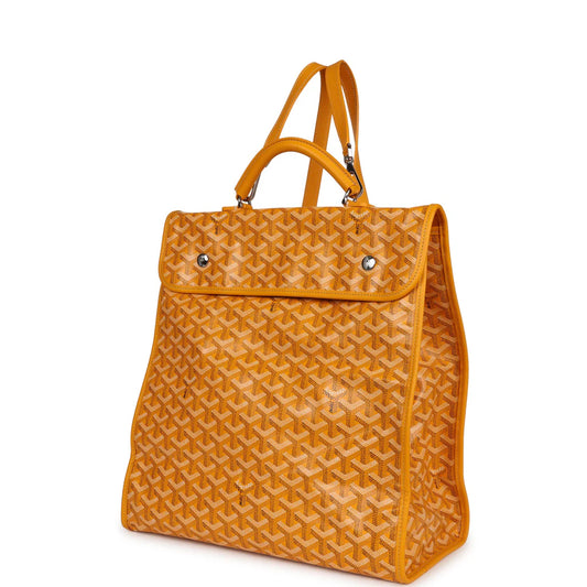 Goyard Saint Léger Backpack Yellow Goyardine Canvas Palladium Hardware