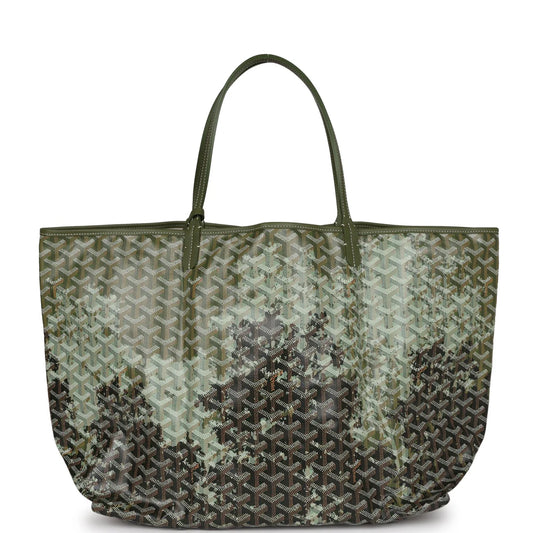 Goyard St Louis GM Canopee Green Goyardine Canvas & Chevroches Calfskin Palladium Hardware