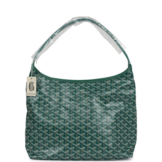 Goyard Goyardine Green Boheme Hobo Bag Palladium Hardware