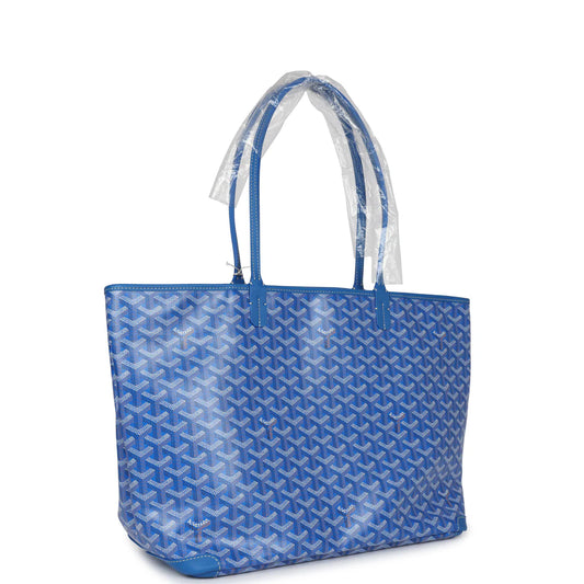 Goyard Goyardine Canvas Sky Blue Artois MM Tote Palladium Hardware