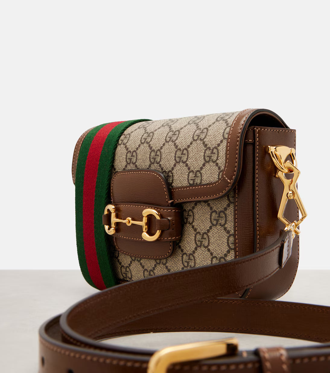 Gucci Gucci Horsebit 1955 Mini leather-trimmed shoulder bag 2025