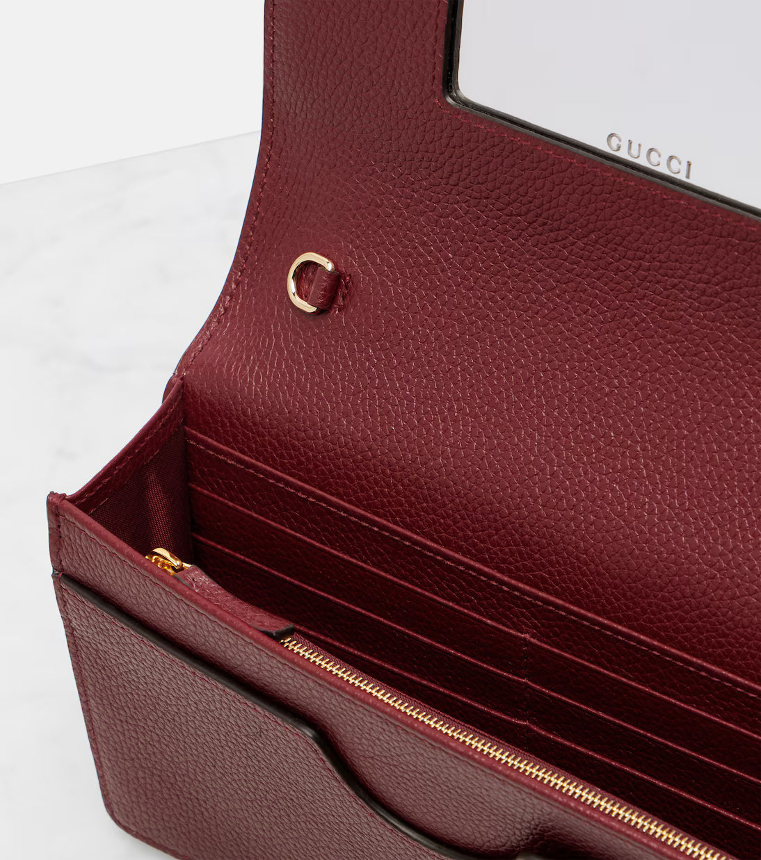 Gucci GG Marmont Petite leather wallet on chain 2025