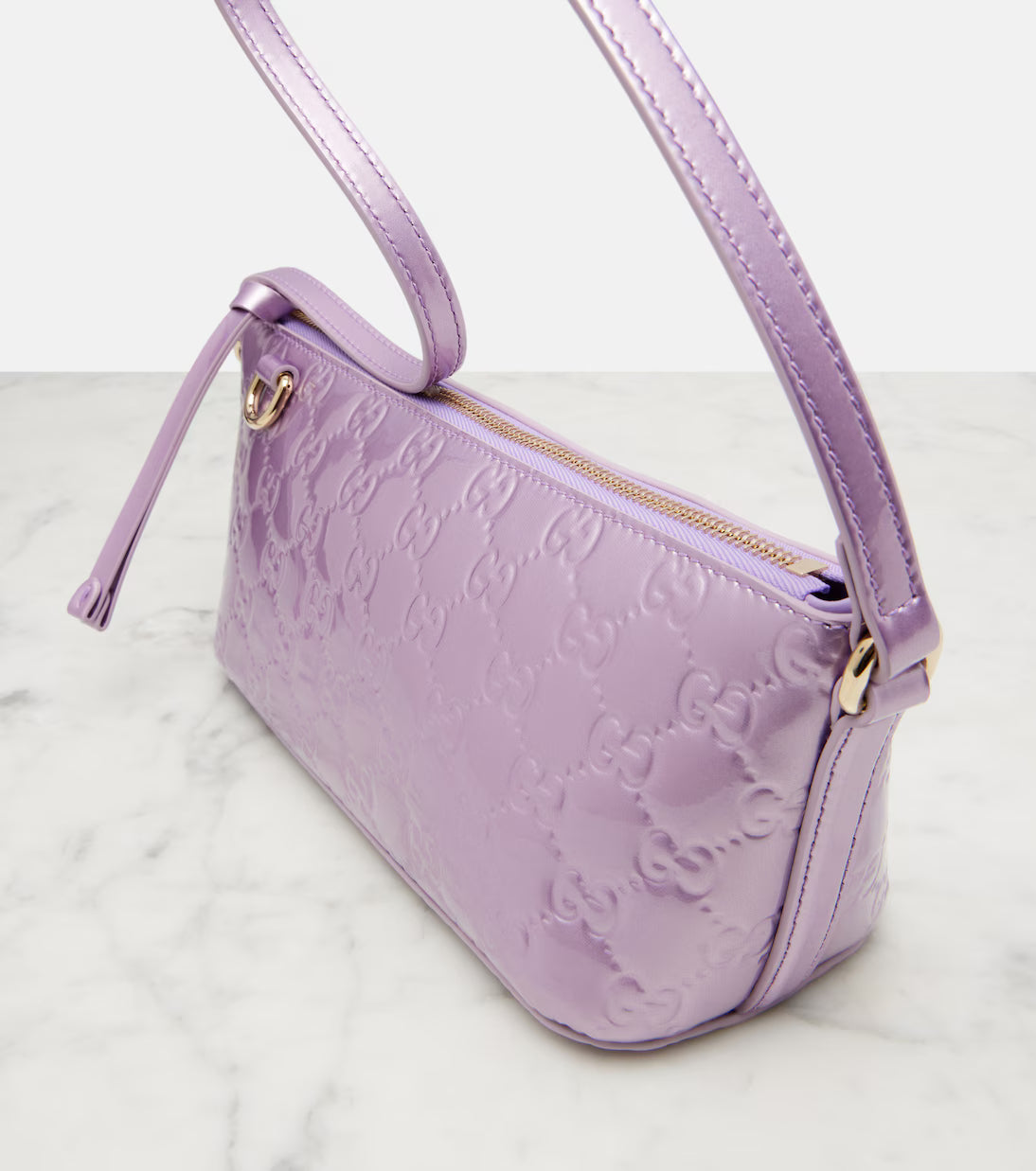 Gucci GG Emblem Mini patent leather shoulder bag 2025