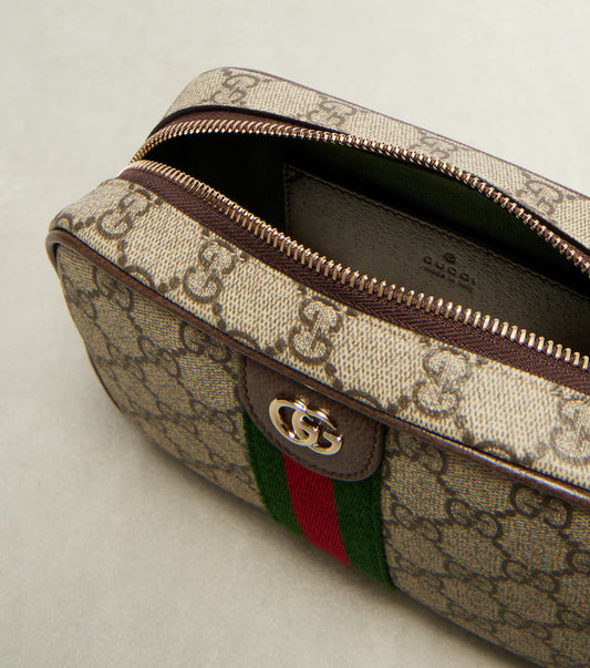Gucci Ophidia Small leather-trimmed crossbody bag 2025