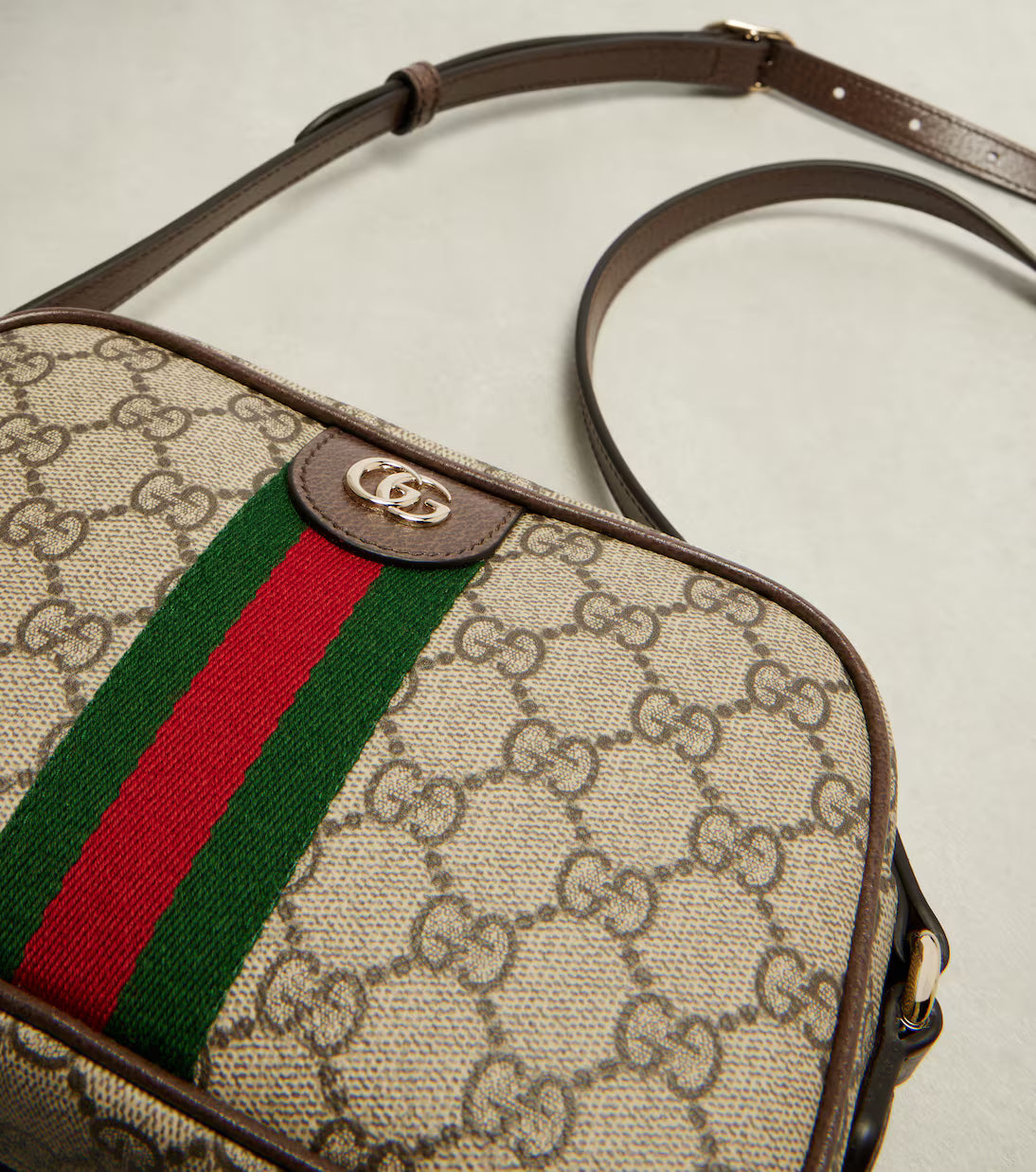 Gucci Ophidia Small leather-trimmed crossbody bag 2025