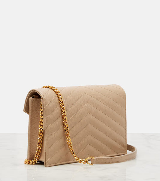 Saint Laurent Cassandre matelassé envelope leather wallet on chain 2025