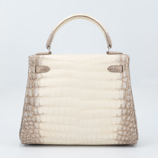 HERMÈS Limited Edition Kelly 25 Himalaya Matte Niloticus Crocodile Diamond White Gold hardware Z (2021)
