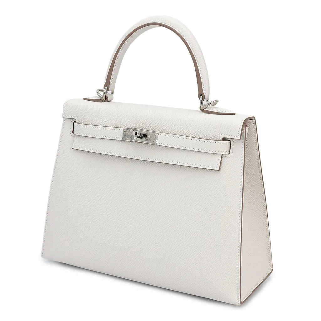 HERMÈS Kelly 25 Sellier Gris Pale (M4) Epsom Palladium hardware B (2023)