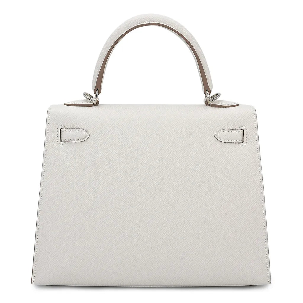 HERMÈS Kelly 25 Sellier Gris Pale (M4) Epsom Palladium hardware B (2023)