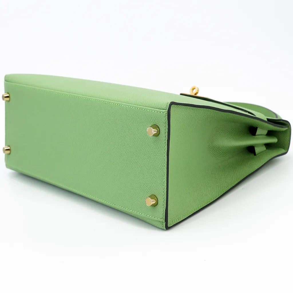 HERMÈS Kelly 28 Sellier Vert Criquet (3I) Epsom Gold hardware D (2019)