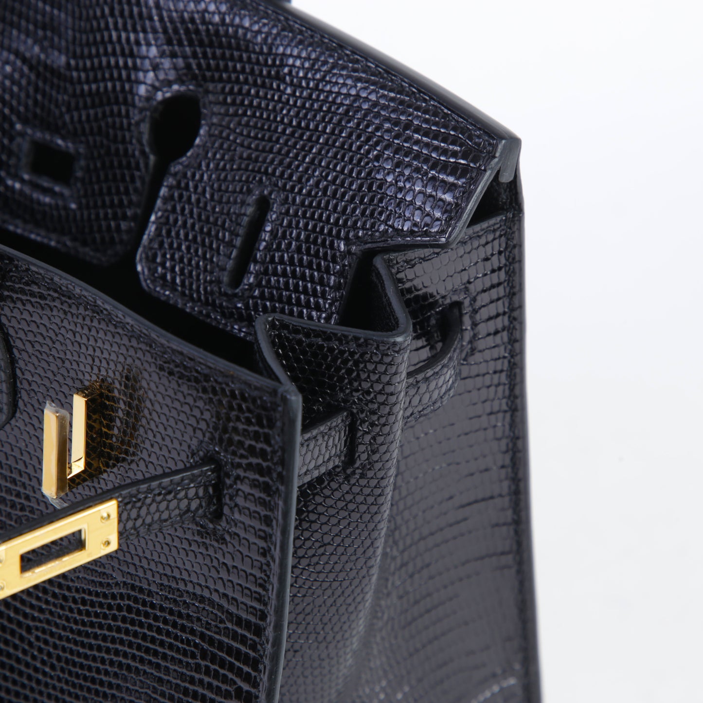 HERMÈS Birkin 20 Noir (89) Lizard Gold hardware B (2023)