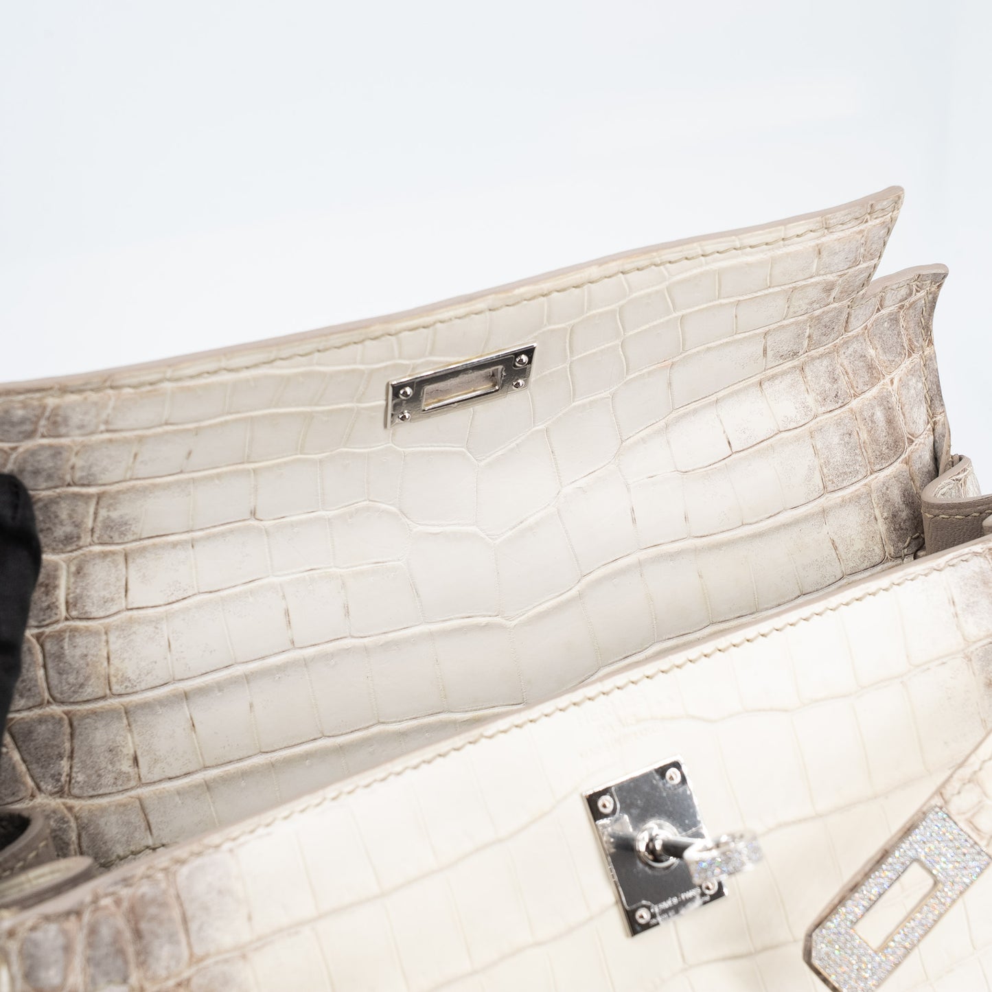 HERMÈS Limited Edition Kelly 25 Himalaya Matte Niloticus Crocodile Diamond White Gold hardware Z (2021)