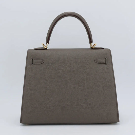 HERMÈS Kelly 25 Sellier Etain (8F) Epsom Gold hardware B (2023)
