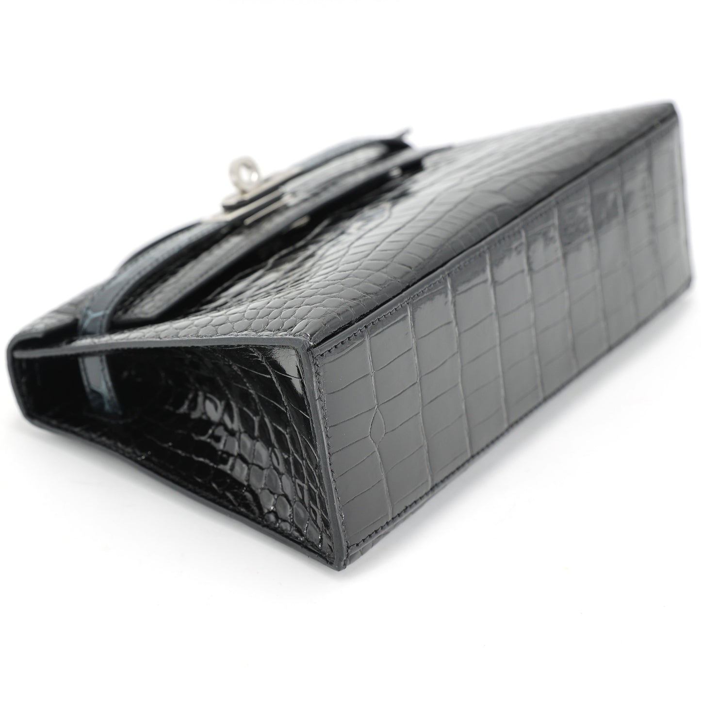 HERMÈS Special Order Kelly Pochette HSS Vert Rousseau (V0) Noir (89) Shiny Alligator Palladium hardware K (2025)