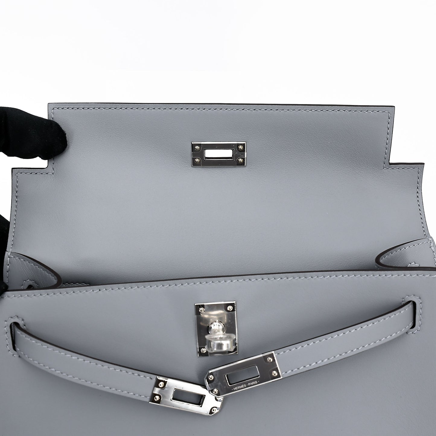 HERMÈS Kelly Pochette Gris Pantin (P0) Swift Palladium hardware K (2025)