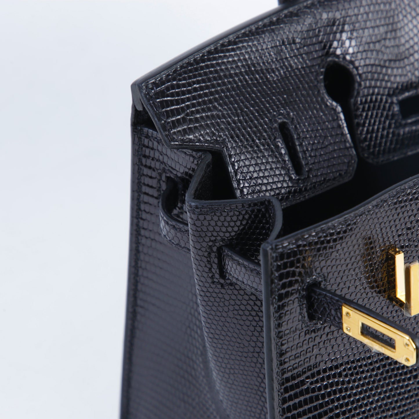 HERMÈS Birkin 20 Noir (89) Lizard Gold hardware B (2023)