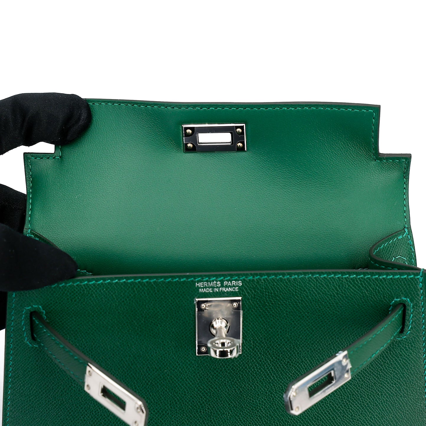 HERMÈS Mini Kelly II Vert Moyen (65) Madame Palladium hardware W (2024)