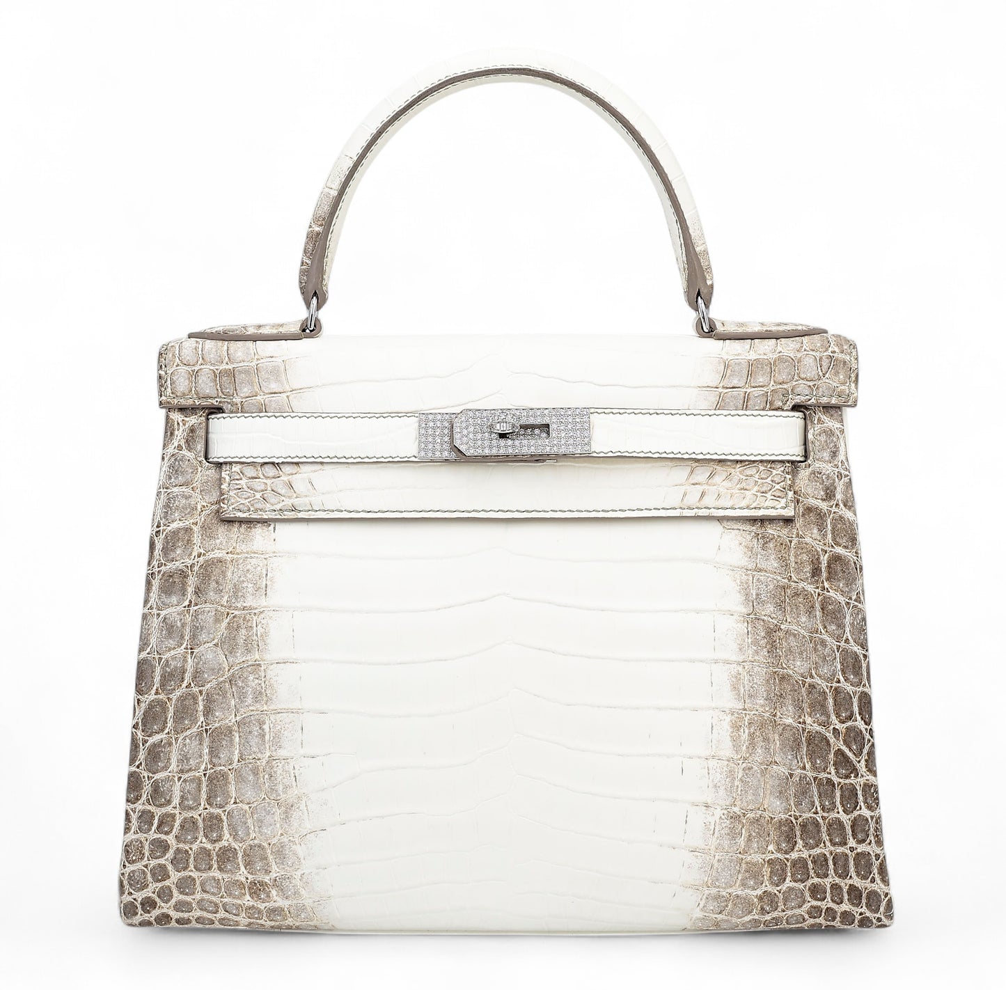 HERMÈS Limited Edition Kelly 28 Himalaya Matte Niloticus Crocodile Diamond White Gold hardware Z (2021)