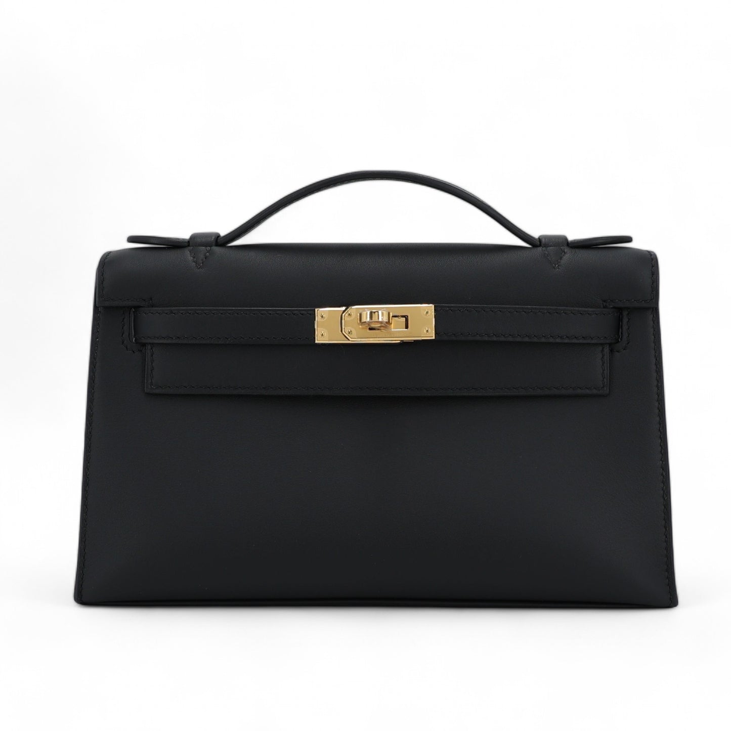 HERMÈS Kelly Pochette Black (89) Swift Gold hardware W (2024)