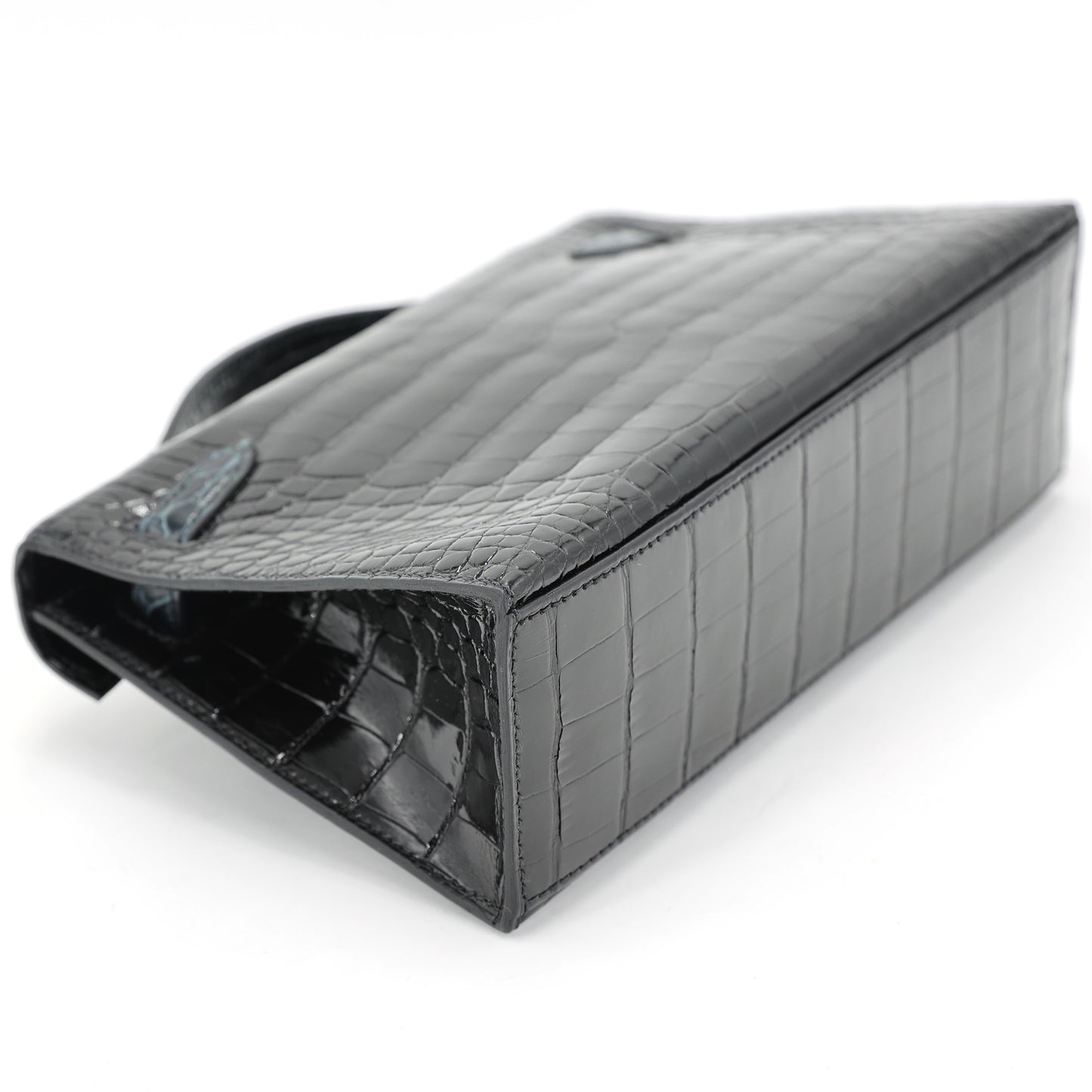 HERMÈS Special Order Kelly Pochette HSS Vert Rousseau (V0) Noir (89) Shiny Alligator Palladium hardware K (2025)