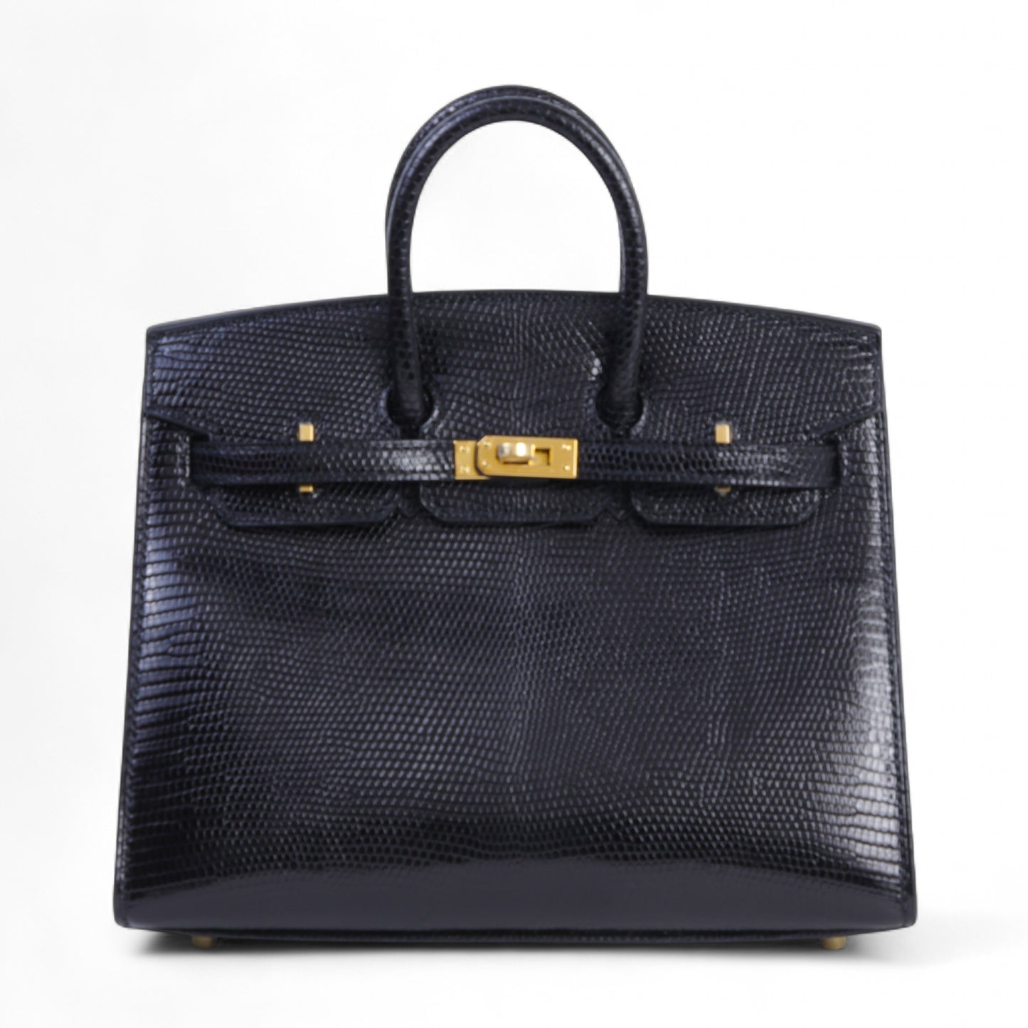 HERMÈS Birkin 20 Noir (89) Lizard Gold hardware B (2023)
