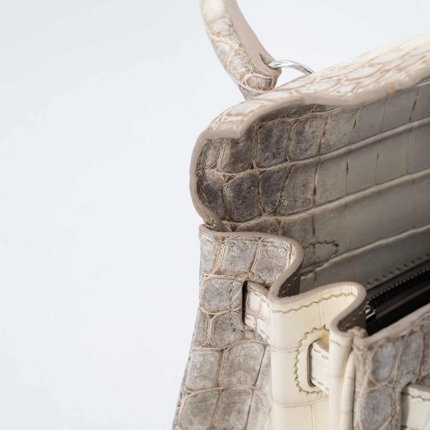 HERMÈS Limited Edition Kelly 25 Himalaya Matte Niloticus Crocodile Diamond White Gold hardware Z (2021)