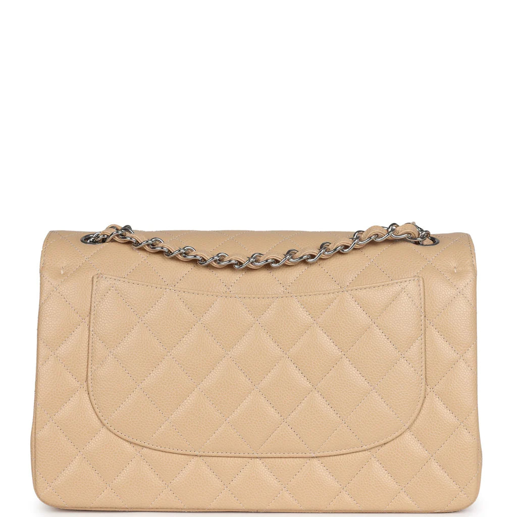 Chanel Jumbo Classic Double Flap Bag Light Beige Caviar Silver Hardware 2025