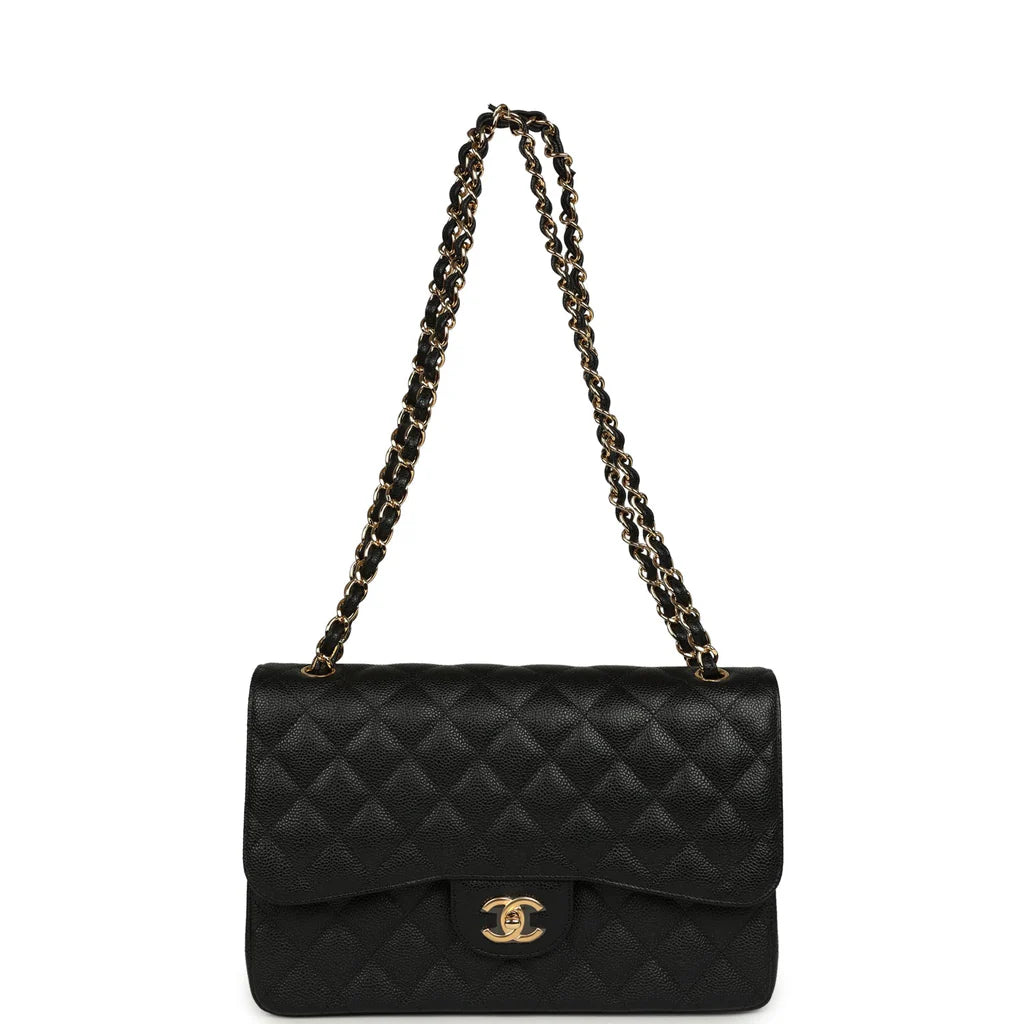 Chanel Jumbo Classic Double Flap Bag Black Caviar Gold Hardware 2025