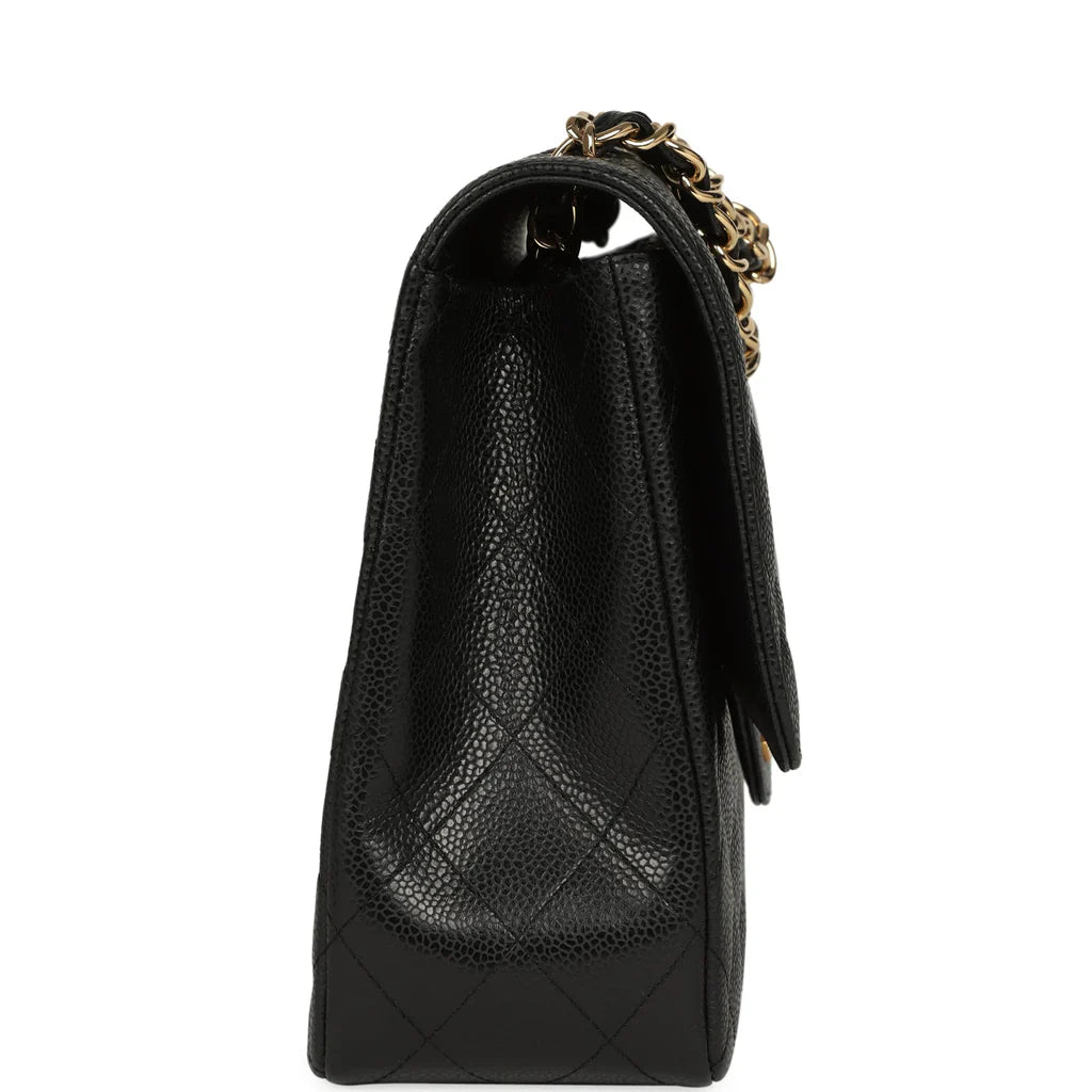 Chanel Jumbo Classic Single Flap Bag Black Caviar Gold Hardware
