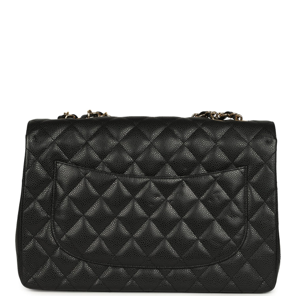 Chanel Jumbo Classic Single Flap Bag Black Caviar Gold Hardware