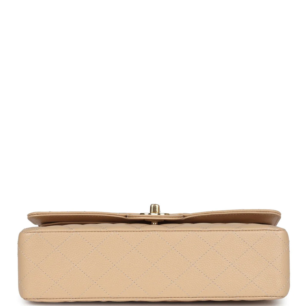 Chanel Medium Classic Double Flap Beige Caviar Gold Hardware 2025