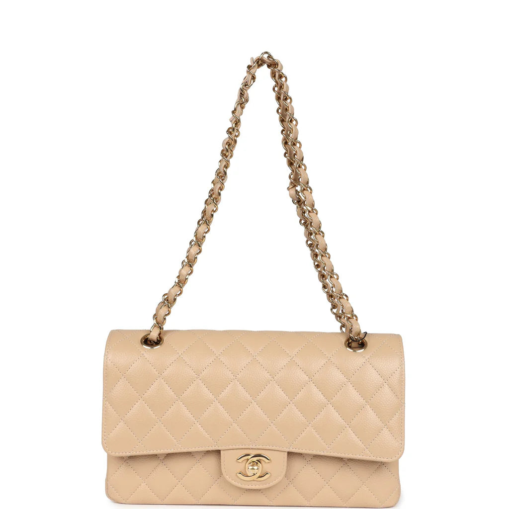 Chanel Medium Classic Double Flap Beige Caviar Gold Hardware 2025