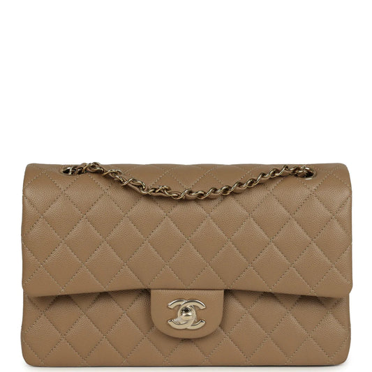 Chanel Medium Classic Double Flap Bag Light Brown Caviar Light Gold Hardware 2025