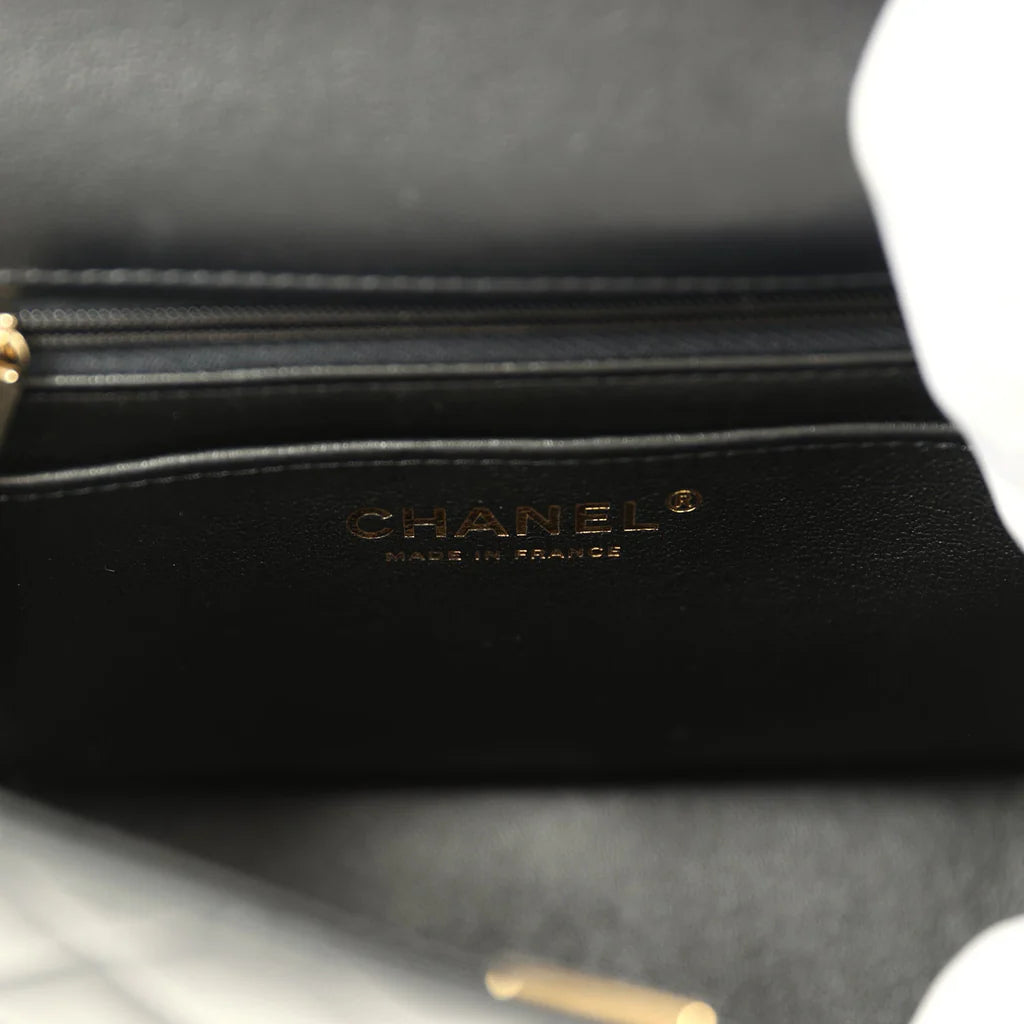 Chanel Mini Classic Square Flap Bag Black Lambskin Light Gold Hardware