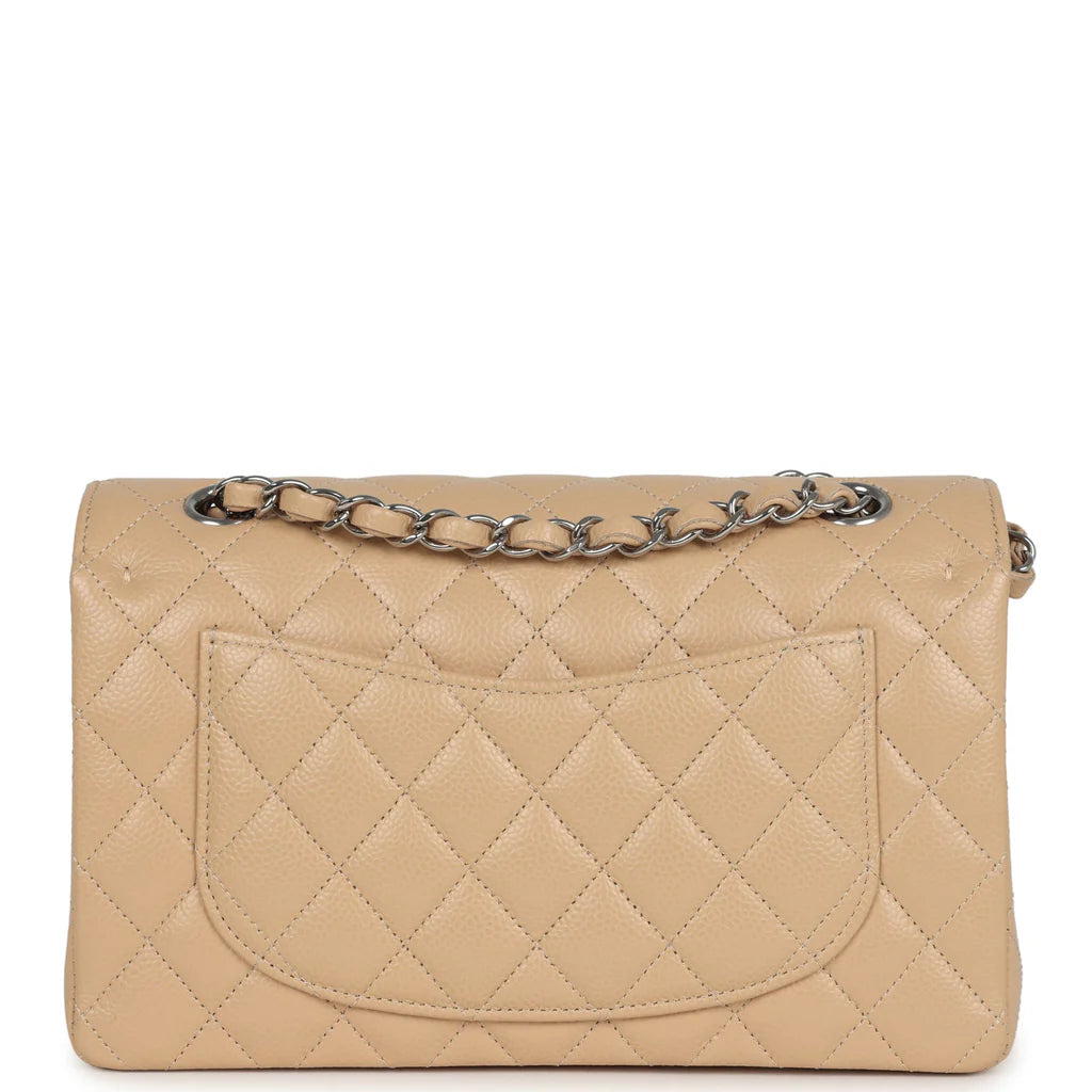 Chanel Small Classic Double Flap Bag Beige Caviar Silver Hardware 2025