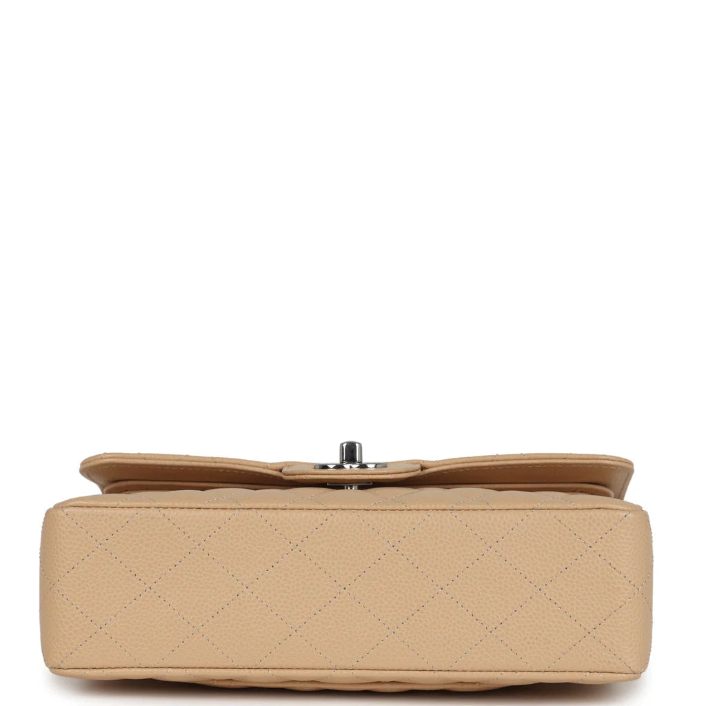 Chanel Small Classic Double Flap Bag Beige Caviar Silver Hardware 2025
