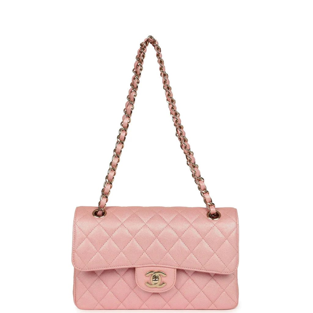 Chanel Small Classic Double Flap Bag Pink Iridescent Caviar Light Gold Hardware