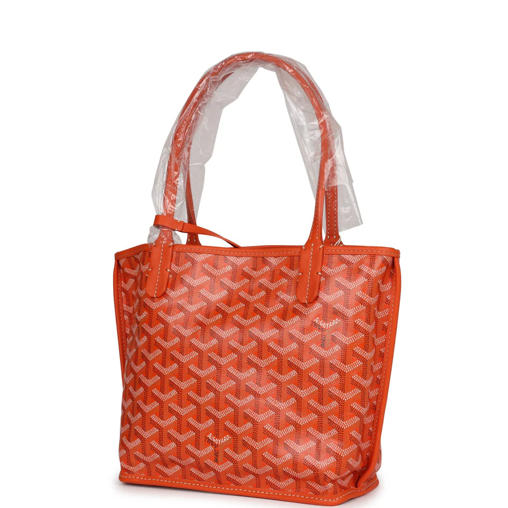 Goyard Goyardine Orange Anjou Mini Reversible Tote Bag Palladium Hardware