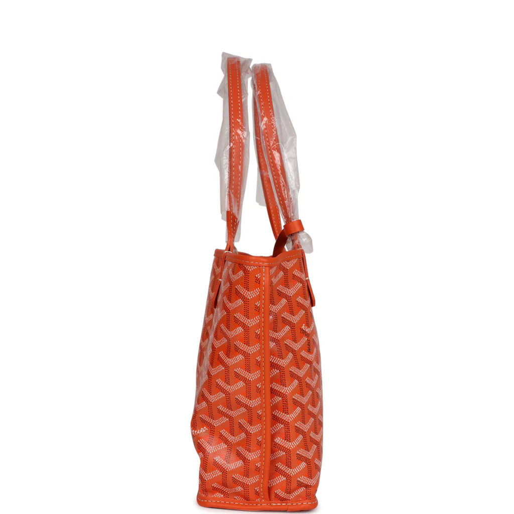 Goyard Goyardine Orange Anjou Mini Reversible Tote Bag Palladium Hardware