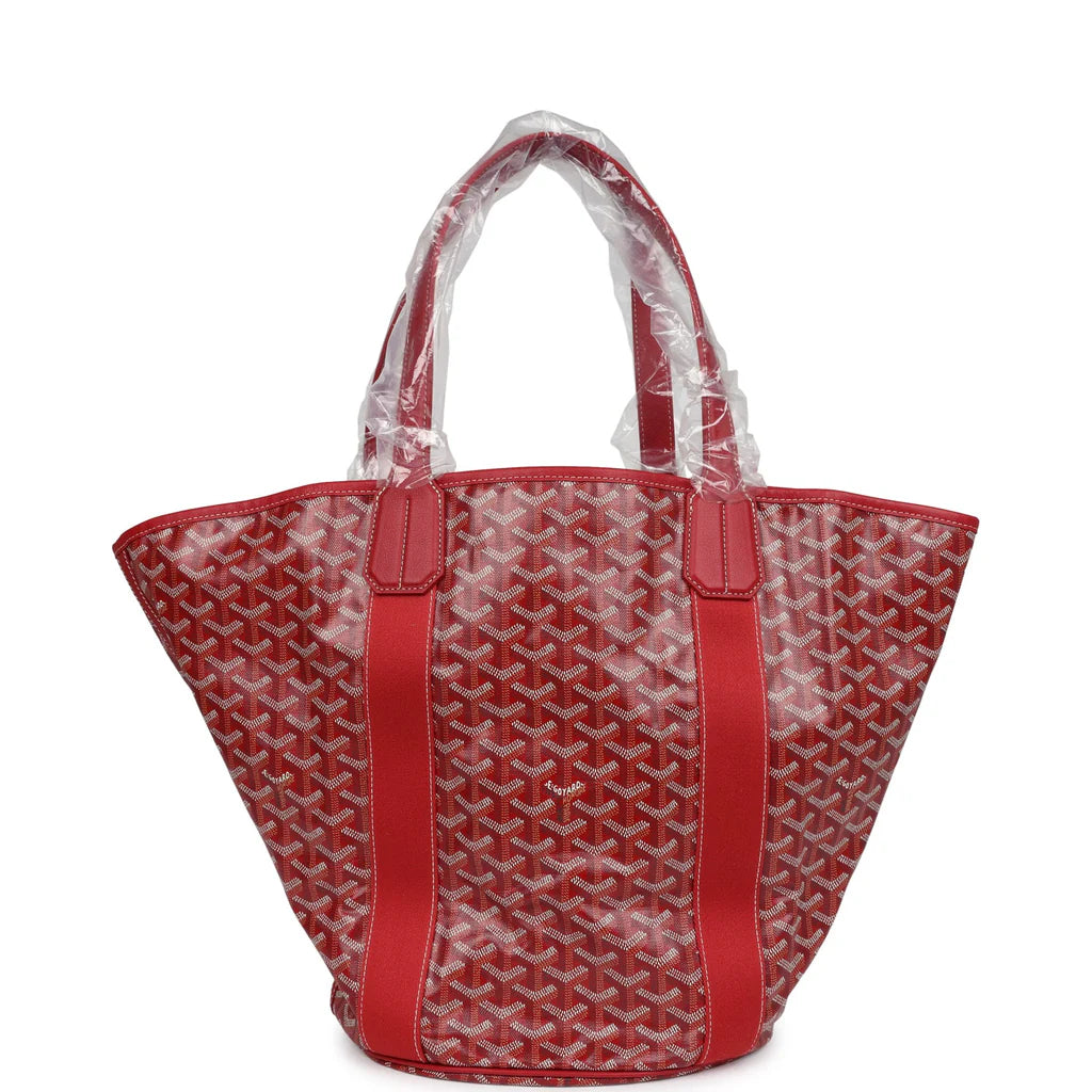 Goyard Limited Edition Eden Rock Belharra Beach Bag Red Goyardine Canvas & Chevroches Calfskin Palladium Hardware & Beach Towel