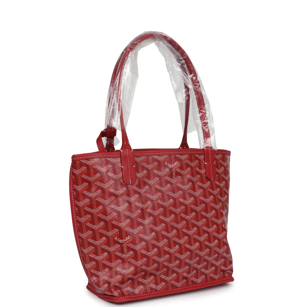 Goyard Goyardine Red Anjou Mini Bag Palladium Hardware